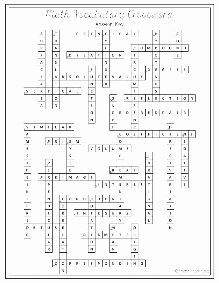 8th Grade Math Vocabulary Crossword Inspirational Geometry Vocabulary Worksheets High School