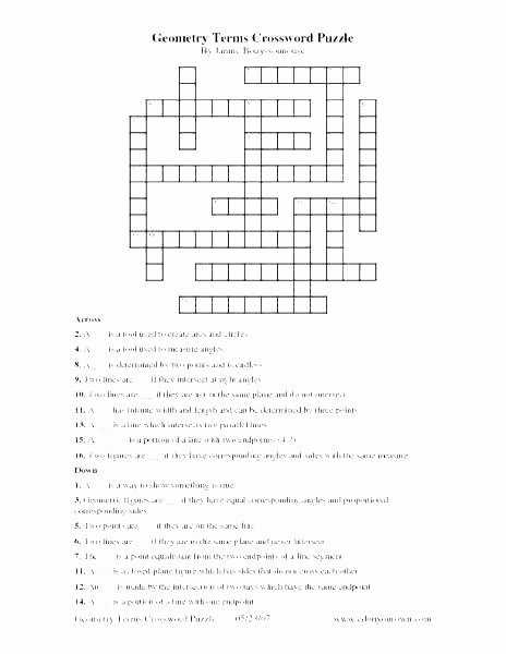 8th Grade Math Vocabulary Crossword Lovely Geometry Vocabulary Worksheets High School