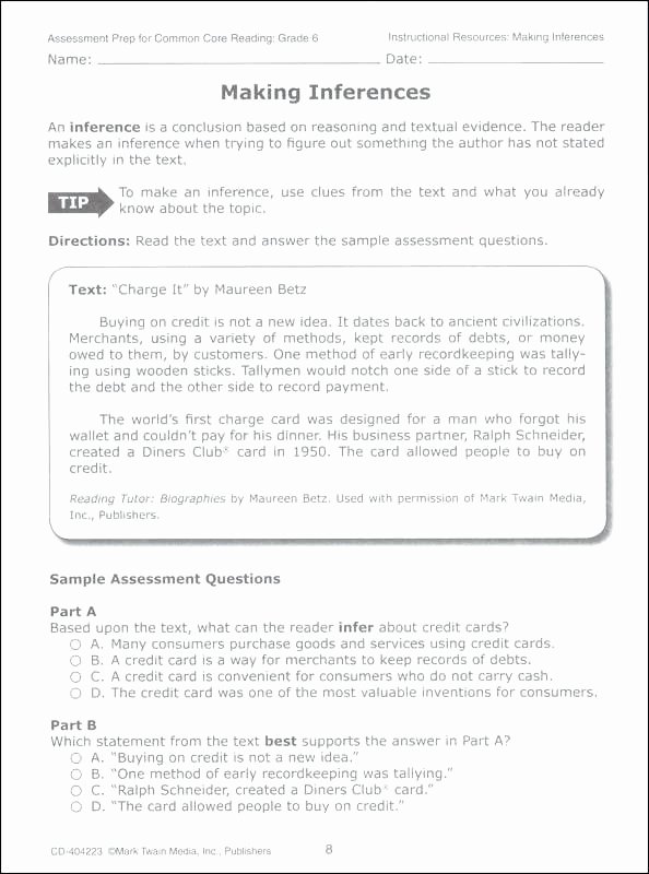 8th Grade Reading Worksheets Reading Worksheets with Answer Key