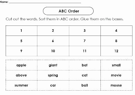 Abc order Worksheets Kindergarten Alphabetical order Worksheet Living and Non Things Printable