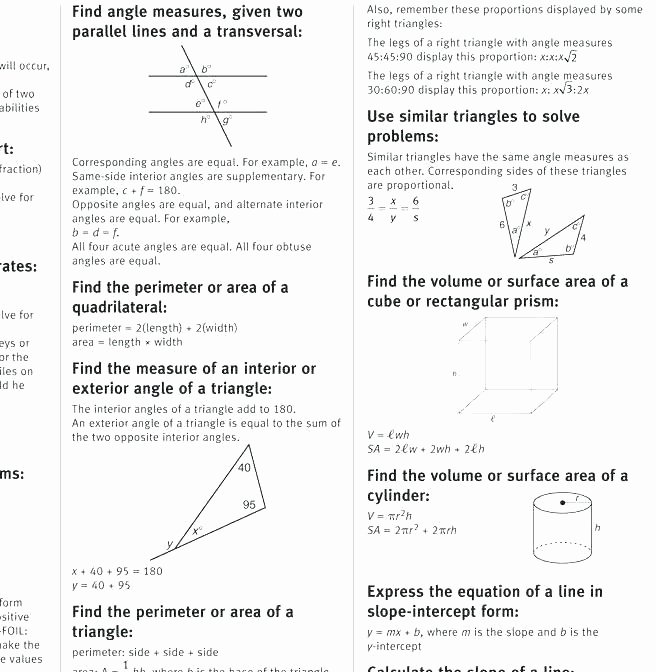Act Geometry Practice Worksheets Sat Math Practice Worksheets with Answers