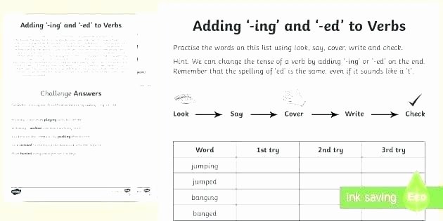 Adding Ed and Ing Worksheets Adjectives In Ed and 1 Worksheet Worksheets Grade Ed and Ing
