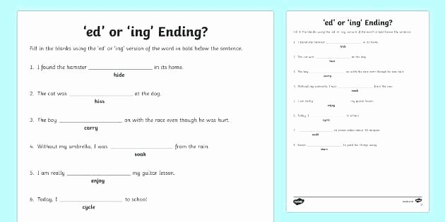Adding Ed and Ing Worksheets Ing Word Family Worksheets Add Ed and D to A Verb First