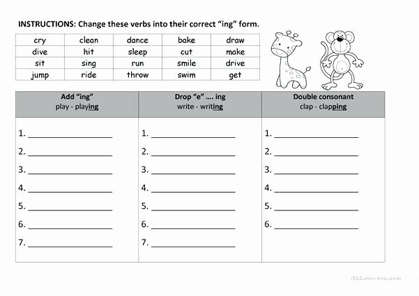 Adding Ing to Verbs Worksheet Free Worksheets Ed and Ends End Word sort Ing form the