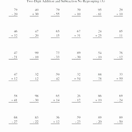 Adding Two Digit Numbers Worksheets Grade Subtraction Worksheets without Regrouping Math
