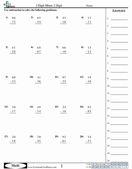 Adding Two Digit Numbers Worksheets Subtraction Worksheets