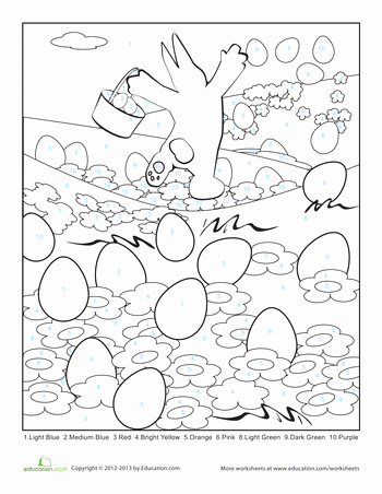 Addition Coloring Worksheets for Kindergarten Easter Color by Number Page Kids and Teens