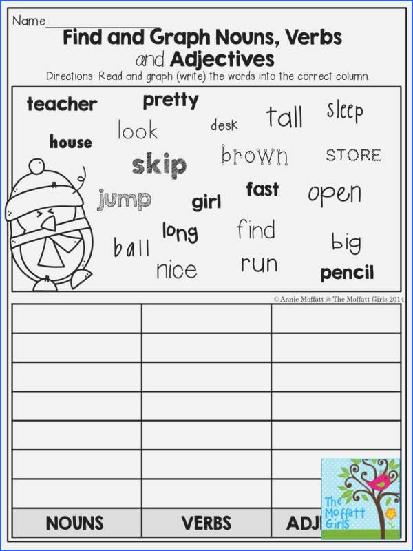 Adjective Worksheets 2nd Grade 2nd Grade Worksheets Nouns Verbs and Adjectives