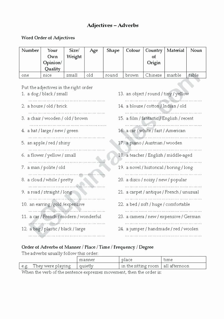 Adjective Worksheets 2nd Grade Grade English Adjectives Worksheets English Possessive