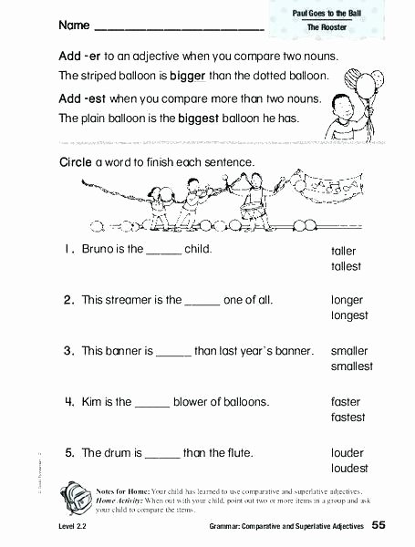 Adjectives Worksheets 3rd Grade Adjectives with Er and Est Super Teacher Worksheets First