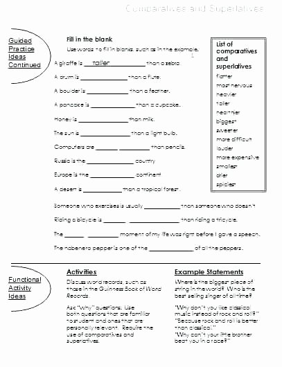 Adjectives Worksheets 3rd Grade Parative Superlative Worksheets Parative and