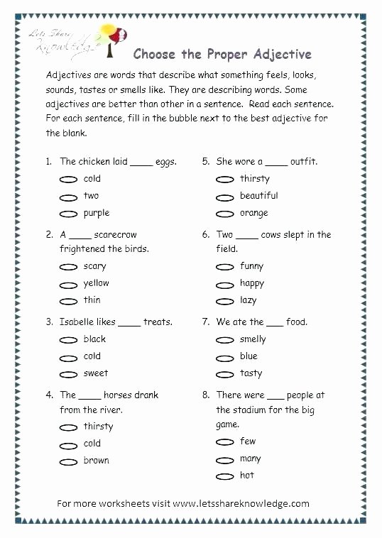 Adjectives Worksheets for Grade 1 Adjectives Worksheets