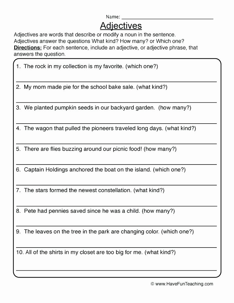 Adjectives Worksheets for Grade 2 Teaching Adjectives Worksheets