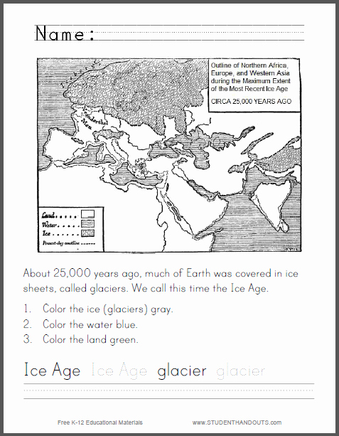 Africa Geography Worksheets Ice Age Primary Science Worksheet Free to Print Pdf