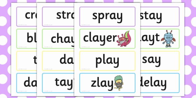 Ai Words Worksheets Phase 5 Ay Flashcards Real and Nonsense Words Phase 5