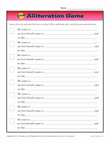 Alliteration Worksheets 4th Grade Free Alliteration Worksheets Grade Education Worksheet