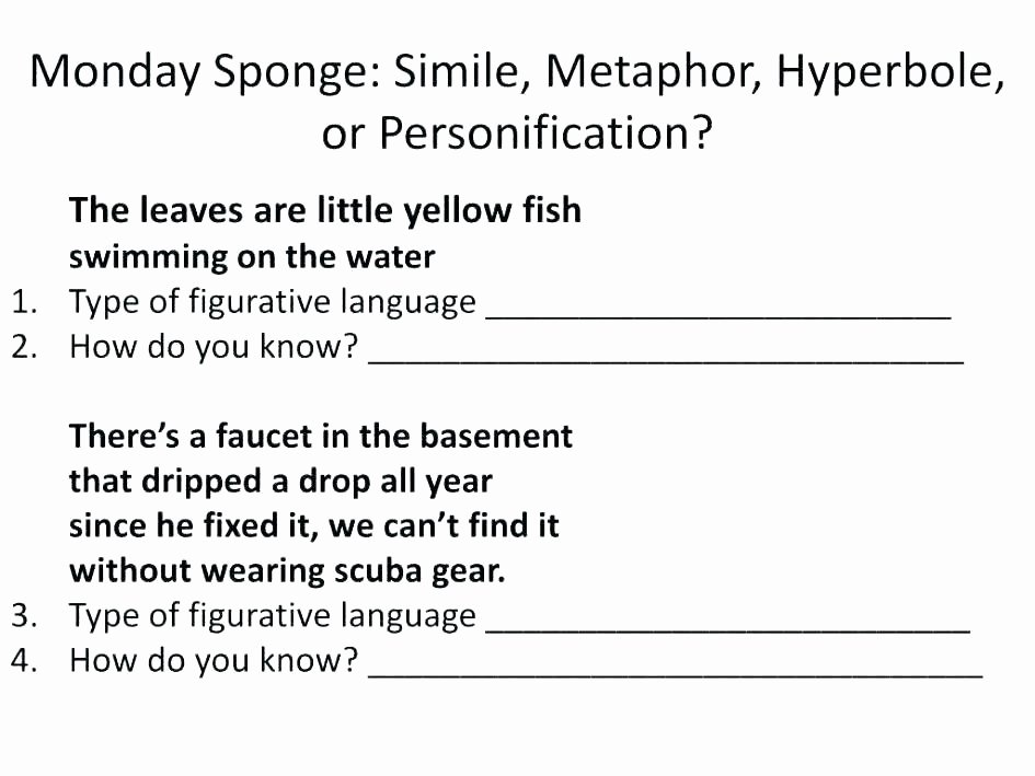 Alliteration Worksheets 4th Grade Personification Worksheets 4th Grade Simile Metaphor