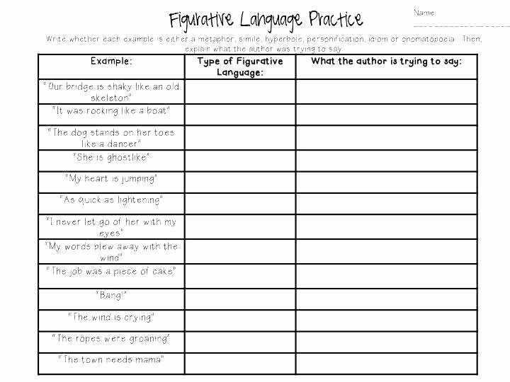 Alliteration Worksheets 4th Grade Poetry Worksheet Middle School Figurative Language Lesson