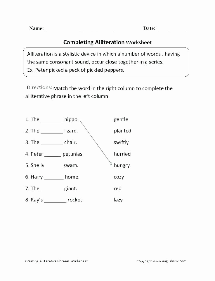 Alliteration Worksheets 4th Grade Your Favourite Part Prehension Worksheet Character