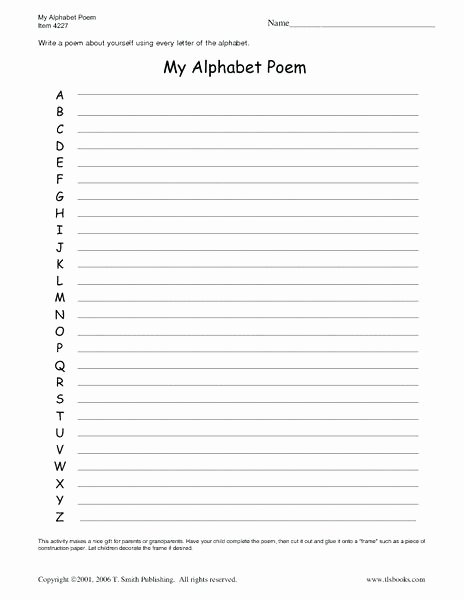Alliteration Worksheets for Middle School My Alphabet Poem Worksheet Alliteration Template Poems
