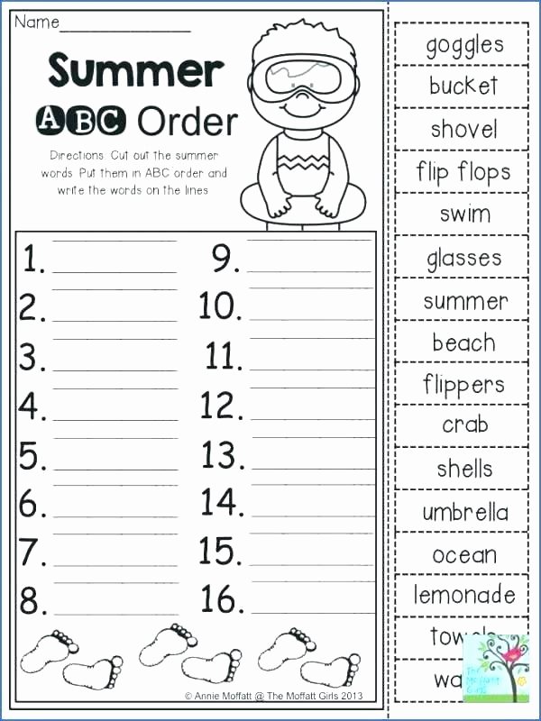 Alphabetical order Worksheets 2nd Grade Free Summer Worksheets Word Family Activities Flashcards