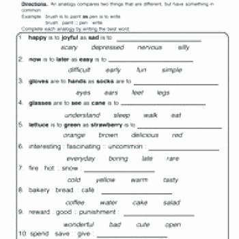 Analogy Worksheets for Middle School Unique Analogies Worksheet 2 Grade Worksheets Vocabulary Word