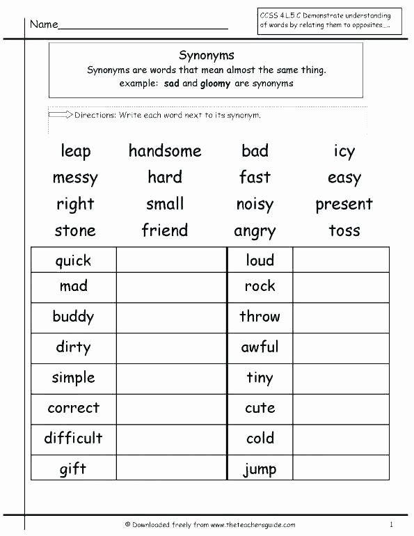 Antonyms Worksheets 3rd Grade Antonyms List A to Z