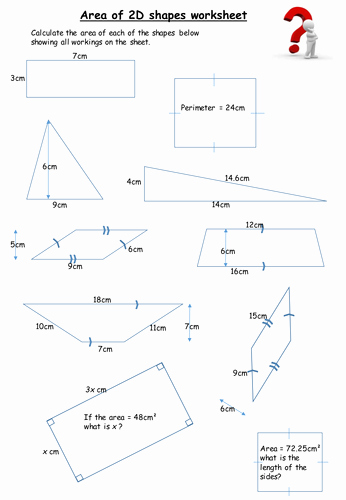 Area Of Compound Shapes Worksheet area Of 2d Shapes Worksheet with Answers
