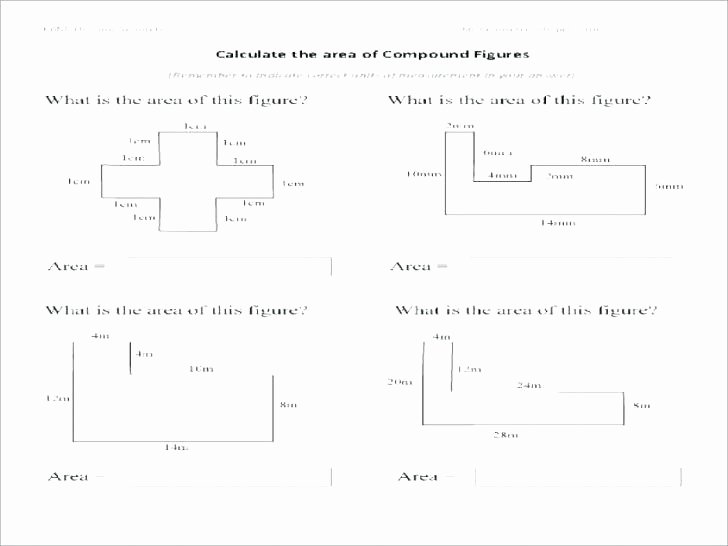 Area Of Compound Shapes Worksheet Fifth Grade area Pound Figures Worksheet E Page