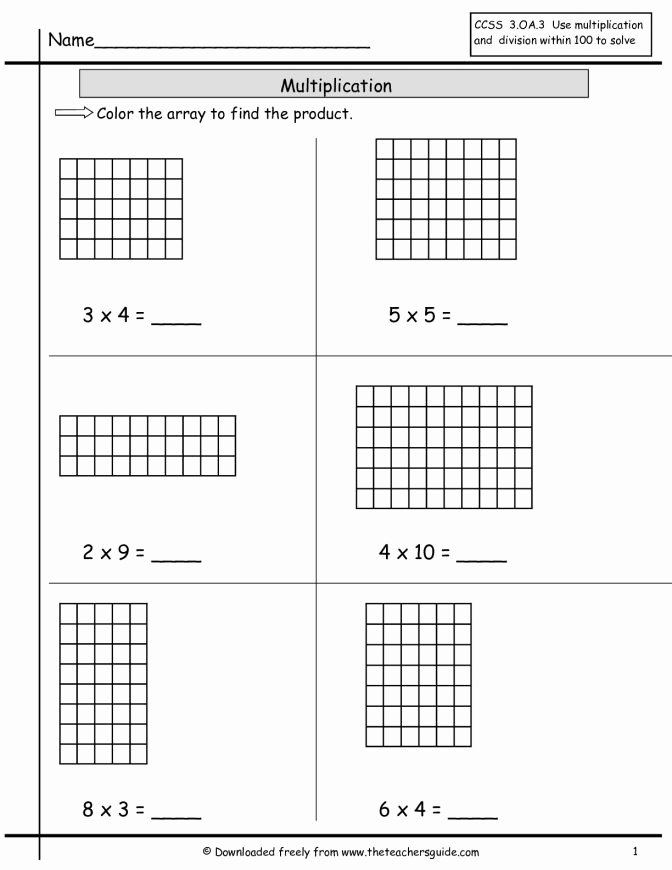 Arrays Worksheets Grade 2 Multiplication Array Worksheets From the Teachers Guide