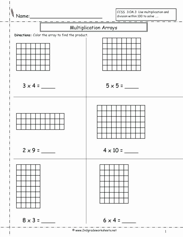 Arrays Worksheets Grade 2 Repeated Addition Worksheets Arrays Math Mon Core Sheet