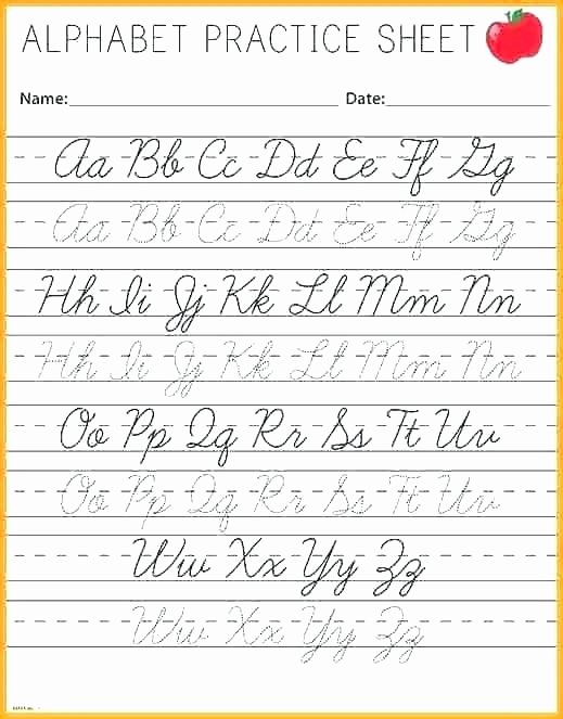 Blank Cursive Practice Sheets Writing Alphabet Template – Bellaroo
