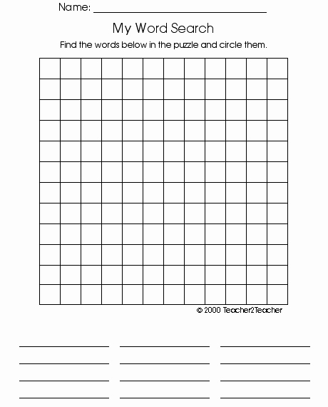 Blank Spelling List Template Blank Word Search Puzzles Printable