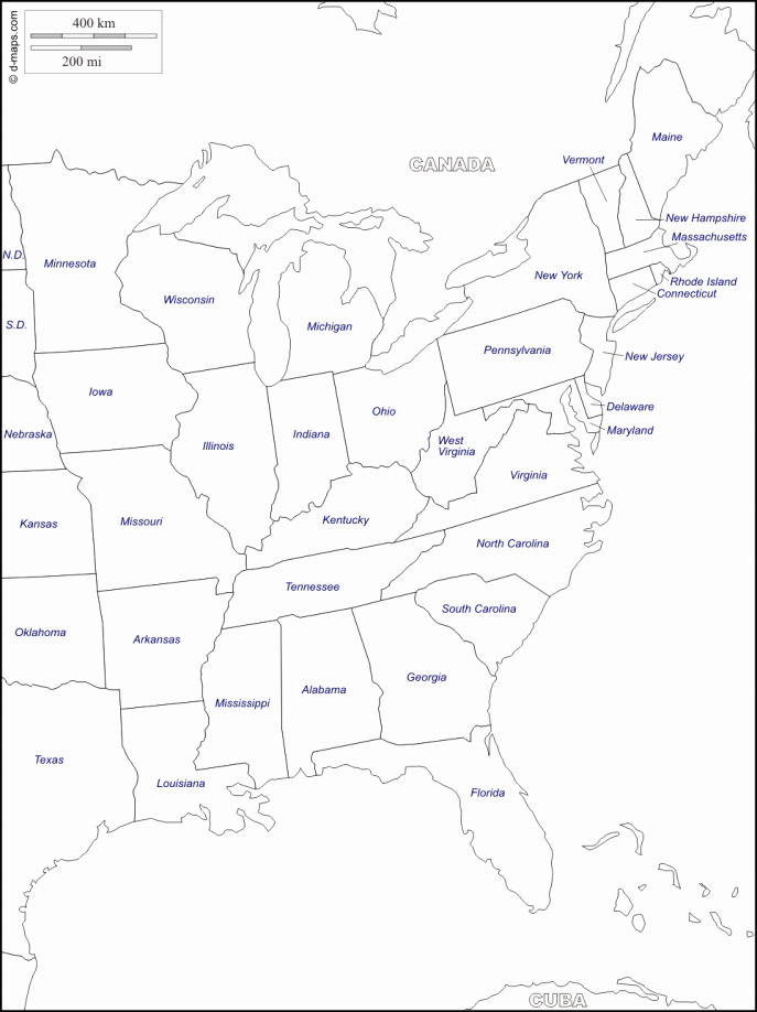 Blank Us Map Quiz Printable Printable Map without Labels Printable United States