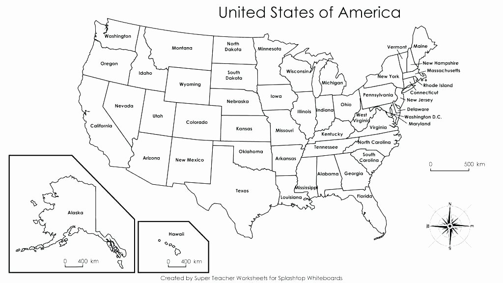 Blank Us Map Quiz Printable States and Capitals Worksheets Printable 50 Map United north