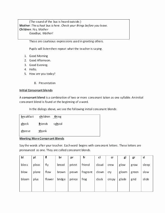 Blends Worksheet for First Grade Blending Worksheets for First Grade Consonant Blends