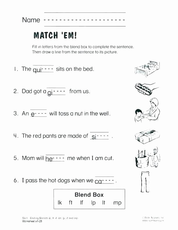 Blends Worksheet for First Grade Consonant Worksheets
