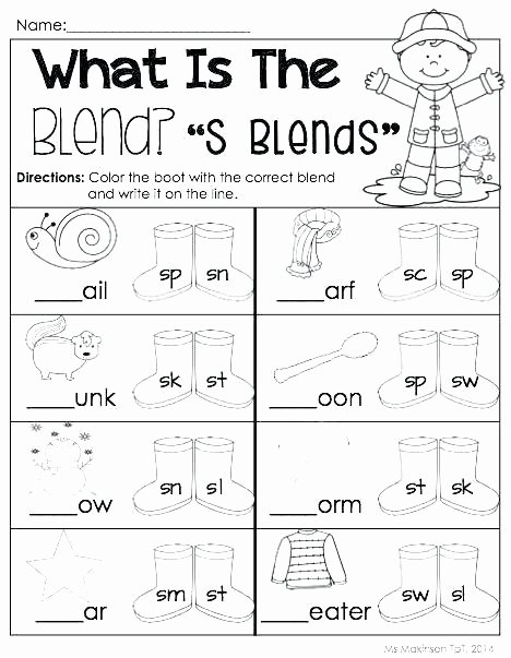 Blends Worksheets for 1st Grade Three Letter Consonant Blends Worksheets S Worksheet 2 3