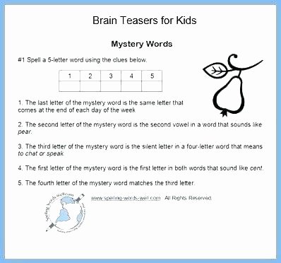 Brain Teaser Worksheets Awesome 2nd Grade Brain Teasers Worksheets