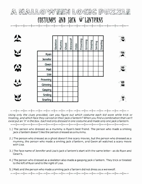 Brain Teaser Worksheets Middle School Logic Worksheets for Middle School
