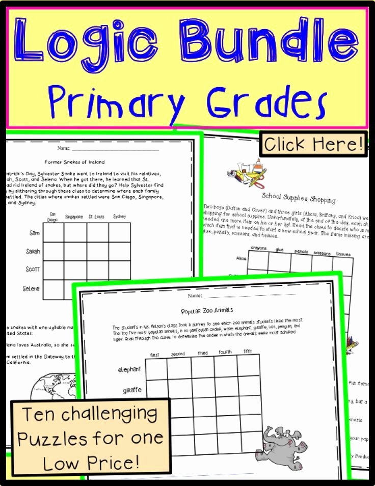 Brain Teasers for Kids Worksheets Logic Puzzles for Second Grade