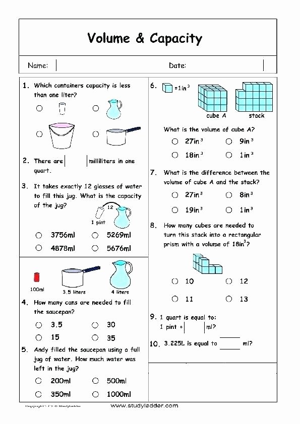Capacity Maths Worksheets 3rd Grade Math Problem solving Worksheets