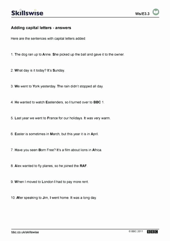 Capitalization and Punctuation Worksheets Pdf Free Punctuation Worksheets Grade 4 Mas for Printable 7