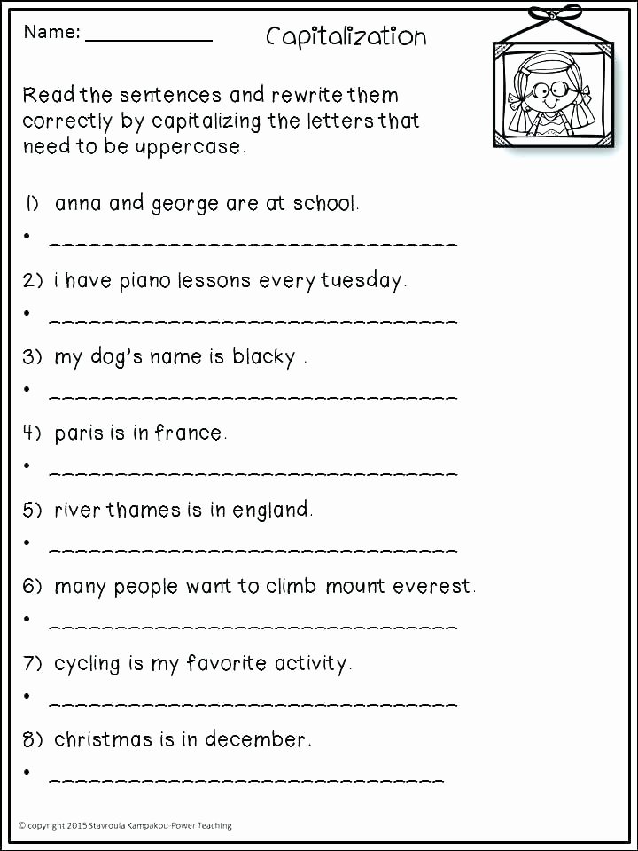 Capitalization and Punctuation Worksheets Pdf Grade Punctuation Free N Worksheets Editing for 6 End