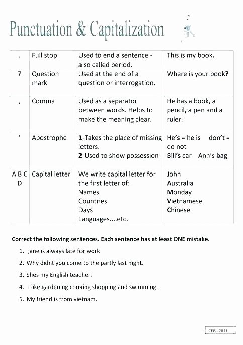 Capitalization and Punctuation Worksheets Pdf Writing Punctuation Worksheets – Onlineoutlet