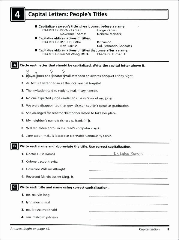 Capitalization Worksheet Middle School Proofreading Worksheets Middle School