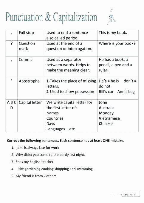 Capitalization Worksheets for 2nd Grade Punctuation Worksheets Ma Worksheets 2nd Grade Mas In