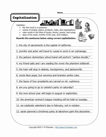Capitalization Worksheets Grade 1 Grade 9 Locally Developed English Mr Read S Courses
