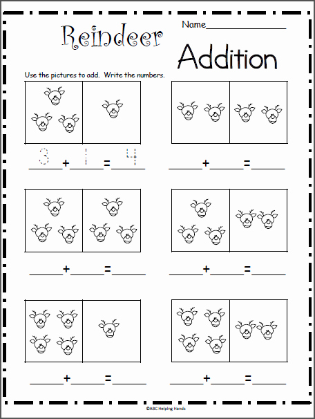 Christmas Counting Worksheets Kindergarten Elegant Reindeer Addition Math Worksheet