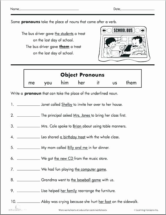 Classroom Objects Worksheets Pdf Free Subject and Object Pronoun Worksheets About This